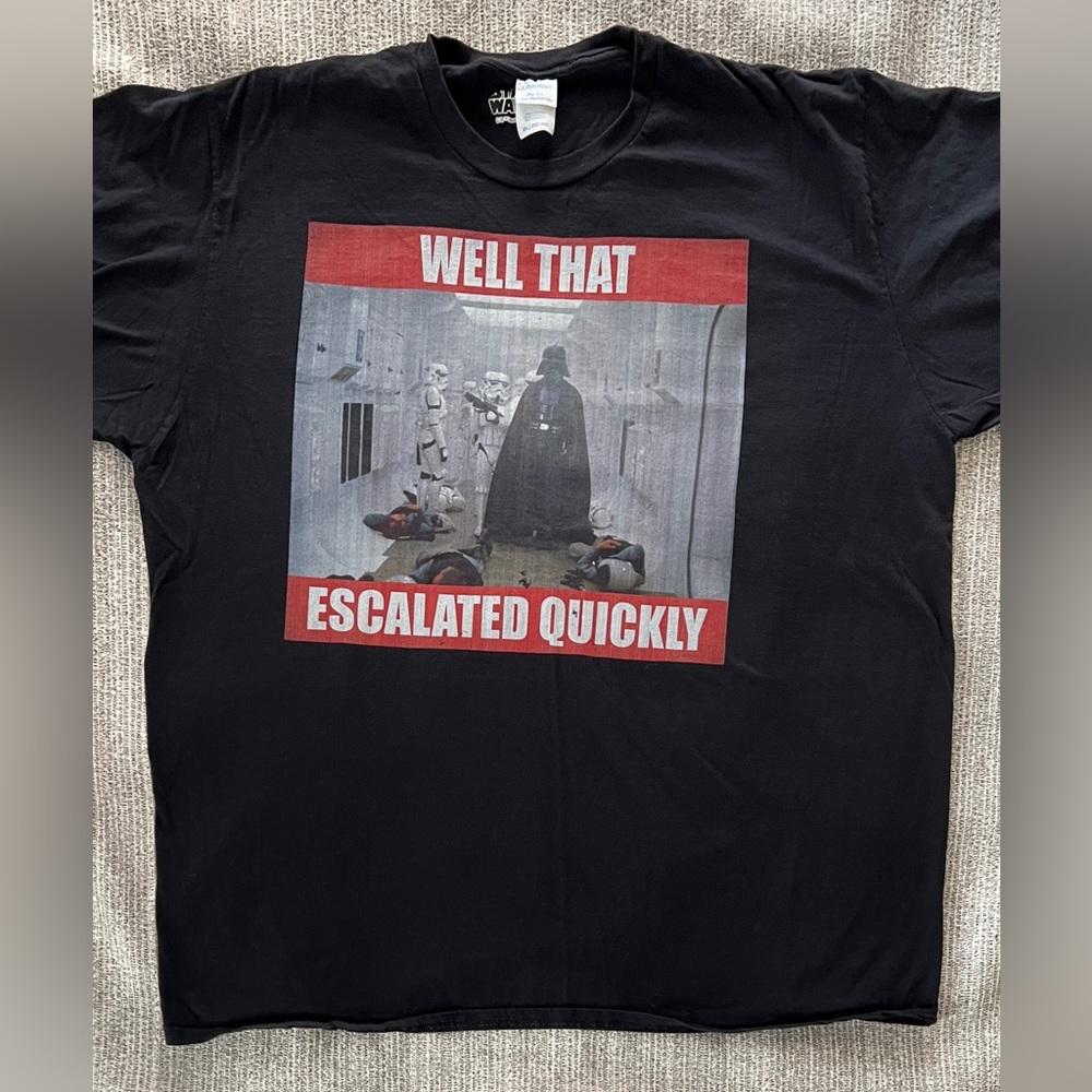 Men’s Star Wars Dart Vader Funny T-shirt Size 3XL Black